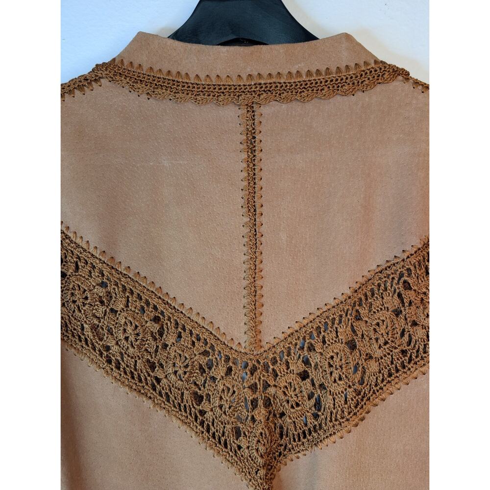 Vintage Carducci Patchwork Suede Leather crochet Jacket Hippie Boho 70s Fairy M - Picture 7 of 7